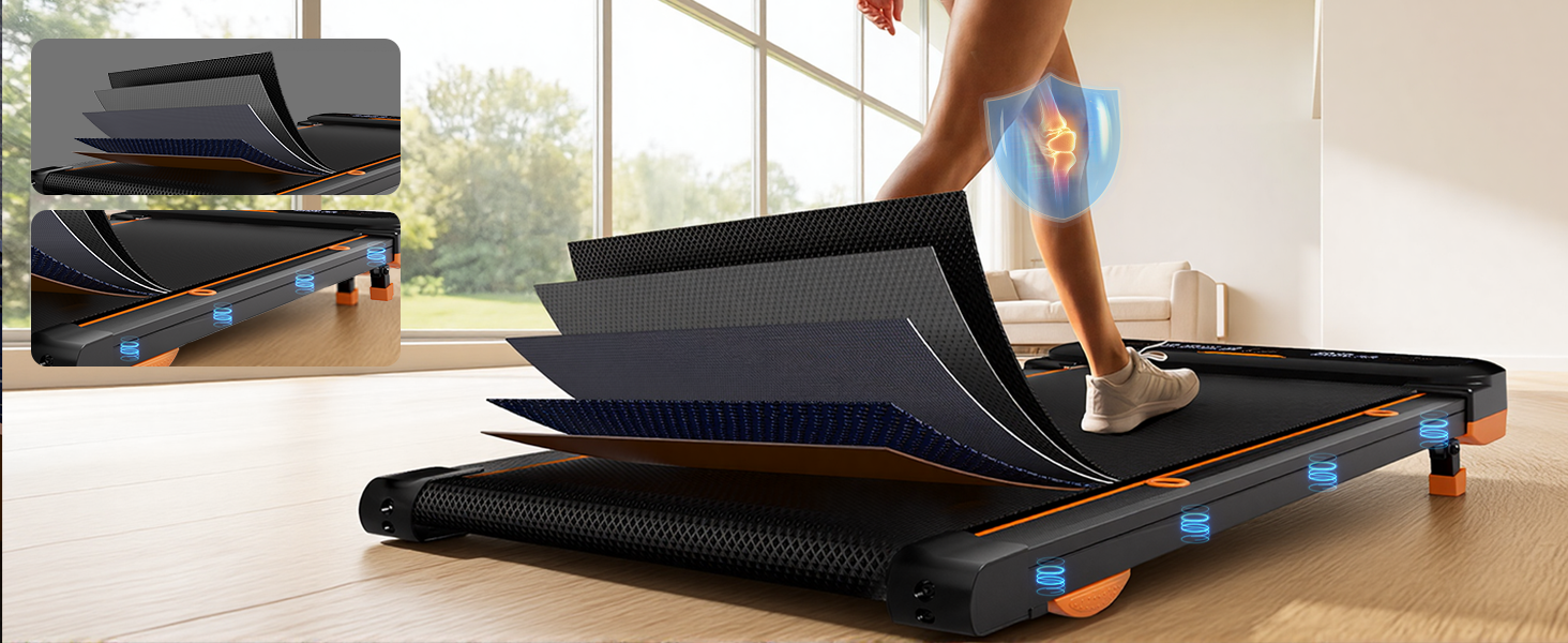 Бігова доріжка для дому з нахилом 7%, Walking Pad 5: реабілітація, 5 рівнів вібрації, під стіл з додатковою ручкою, LED, 2.5HP, швидкість до 7.5 км/год, управління з пульта, до 136 кг, з APP