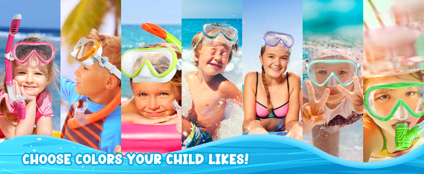 Дитячі окуляри для плавання Kinder Taucherbrille 180° Anti-Fog. Маска для снорклінгу з загартованим склом та захистом носа для хлопчиків та дівчаток 4-15 років