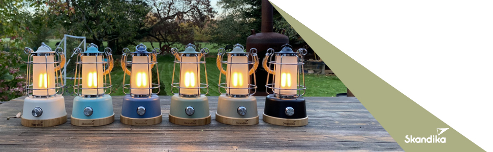 LED кемпінгова лампа Skandika Kiruna beige: ретро дизайн, power bank, регулювання яскравості, USB, сталеве підсвісник, 200 годин роботи