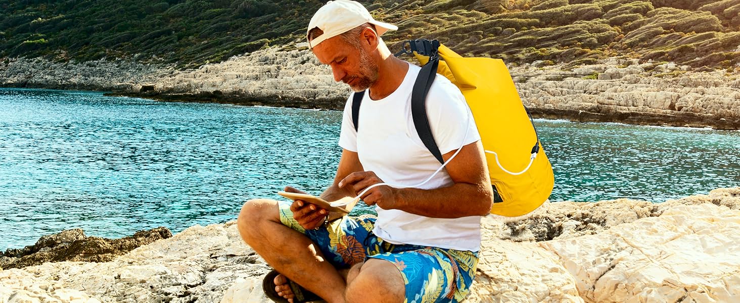 Водонепроникний рюкзак Qoolife з Bluetooth-динаміком 20L (жовтий)