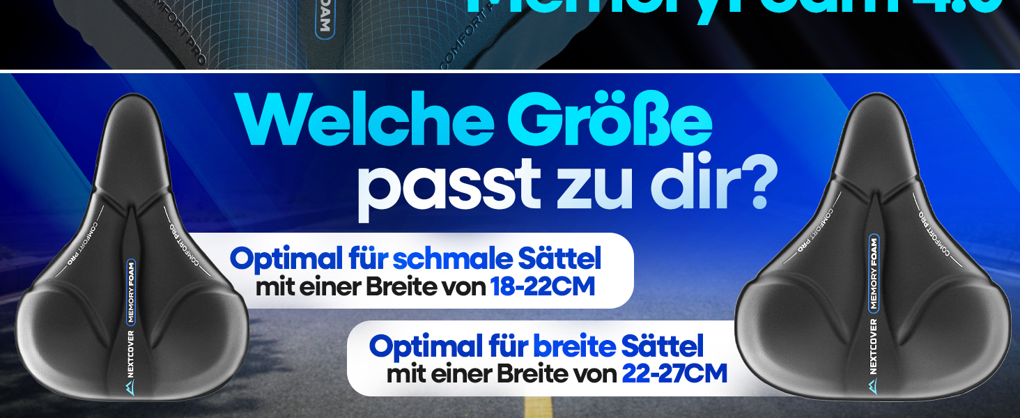 Накидка на сидіння велосипедного крісла Nextcover® CoverPro з Memory Foam 4.0 - ергономічна гелева накладка на велосипедне сидіння, м'яка накидка, підходить для дамських та чоловічих велосипедів Trekking