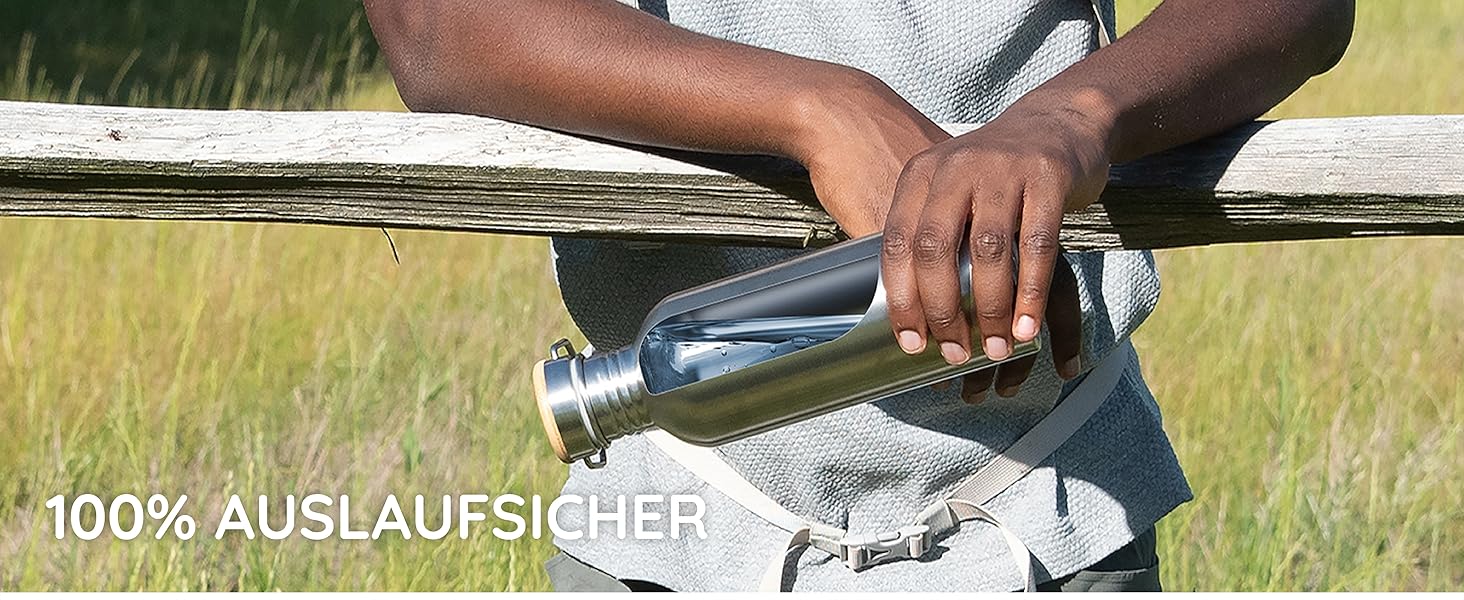 Водафлянка Bambaw з нержавіючої сталі, 1 л | Багаторазова еко-пляшка | Для кемпінгу та походів | Без пластику | Спортивна пляшка, 1000 мл, срібна