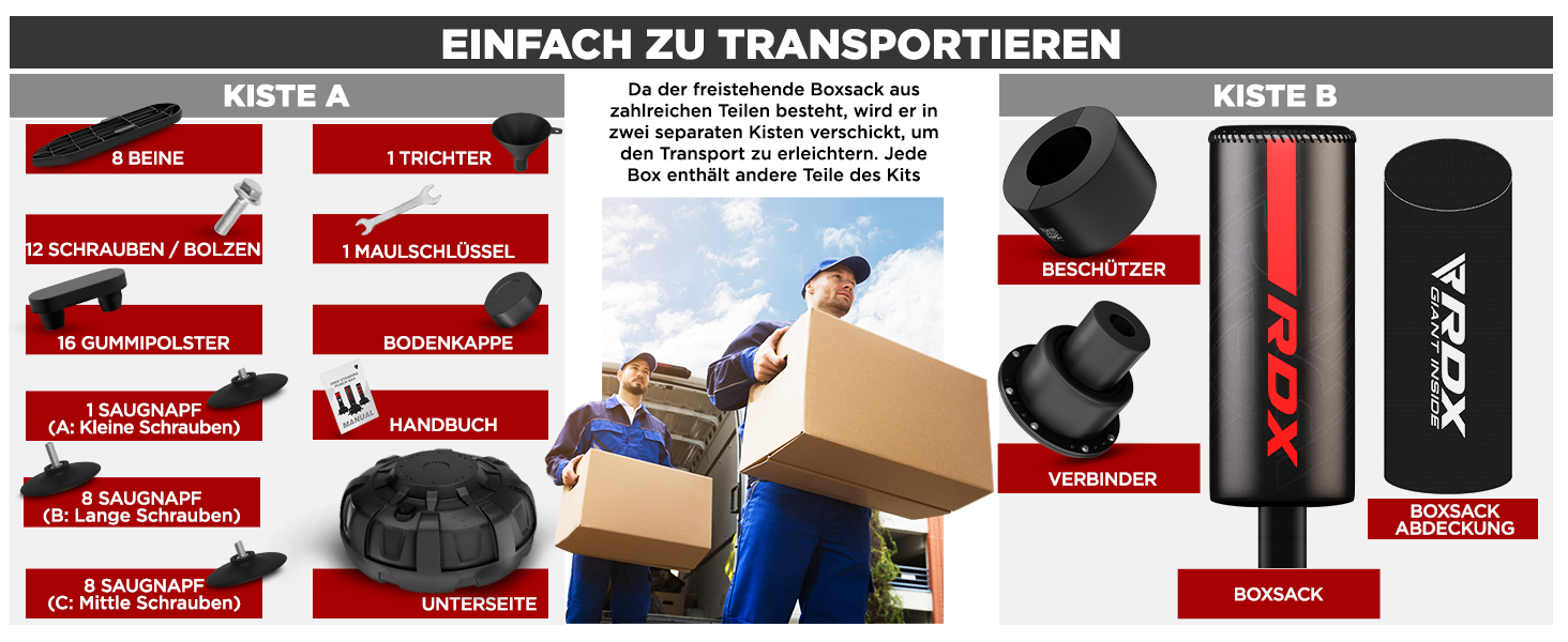 Стенд-боксерський мішок RDX 6FT (183 см) з рукавичками та чохлом, XXL, для ММА, кікбоксингу, боксу, муай-тай, чорний