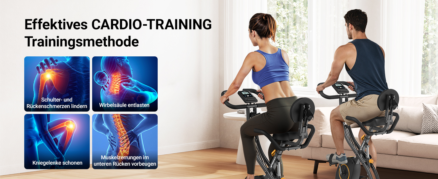 Велотренажер MERACH 4-в-1 з додатком, тихий, магнітний опір 16 рівнів, LCD-дисплей, вимірювання пульсу, складаний, зручне сидіння, еластична стрічка