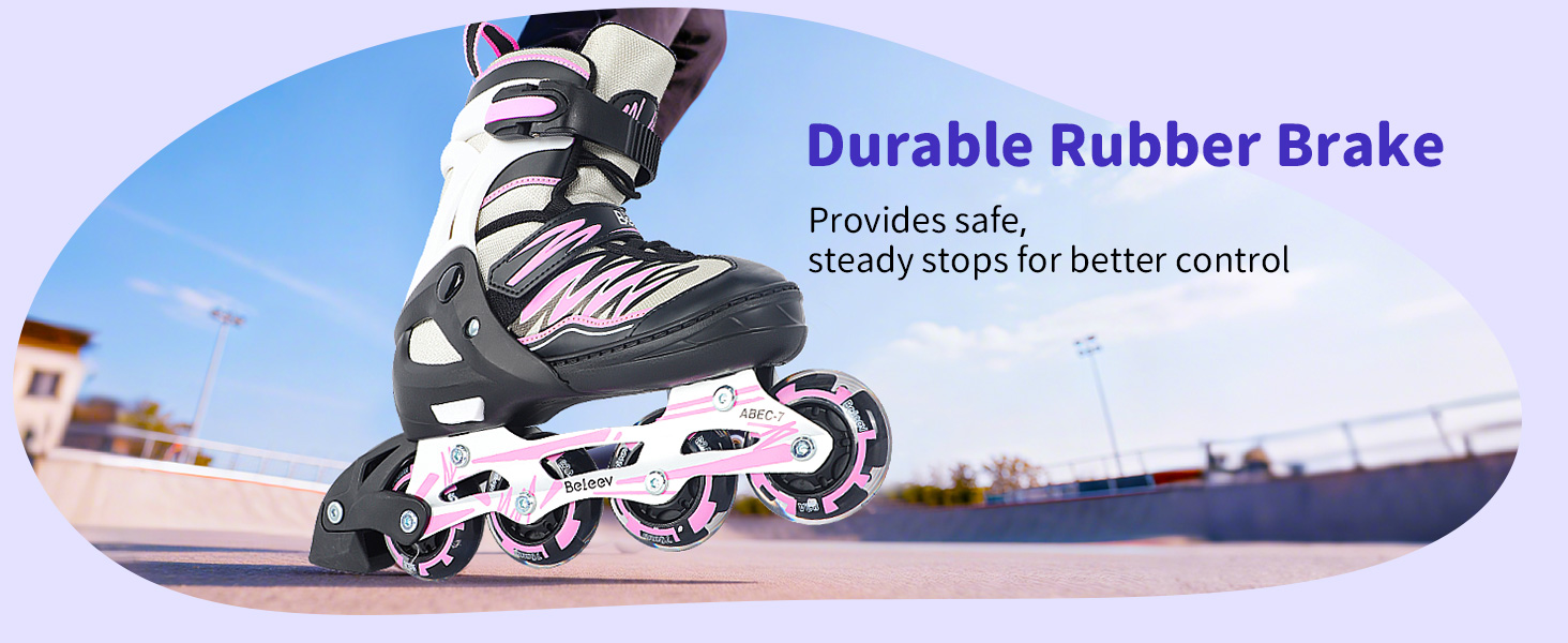 Інлайни BELEEV для дітей, підлітків та дорослих, ролики з регульованим розміром, світлодіодні шнурки та колеса, фіолетовий (EU 38-41)