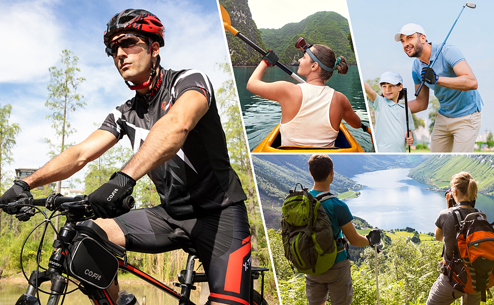 Велосипедні рукавички COFIT з повним пальцем з підтримкою сенсорного екрану для чоловіків та жінок – дихаючі, амортизуючі рукавички для велосипеда з гелевою підкладкою та неслизьким зчепленням для MTB та шосе 7. Повністю пальцеві, світло-блакитні, розмір M