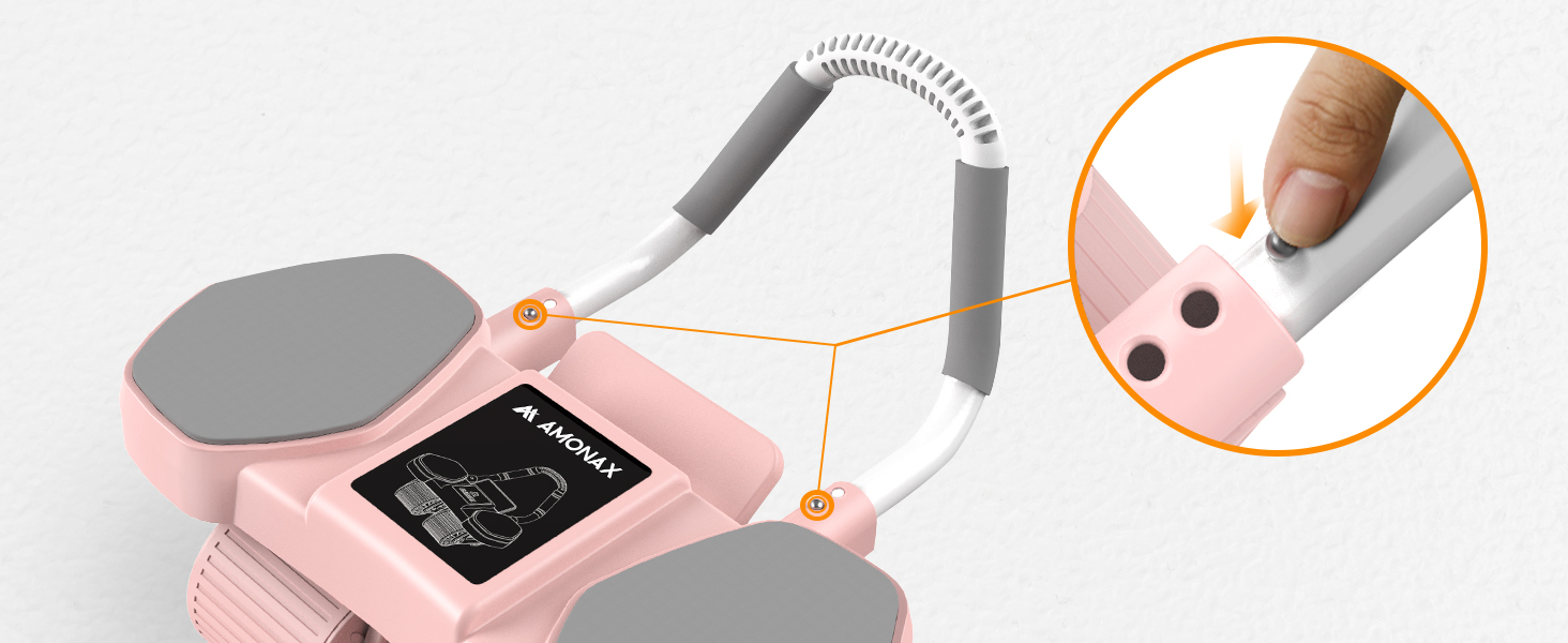 Ролер для пресу Amonax з чотирма колесами та підставкою для ліктів, автоматичний ролер для тренування пресу, ролер для пресу для чоловіків та жінок (рожевий)
