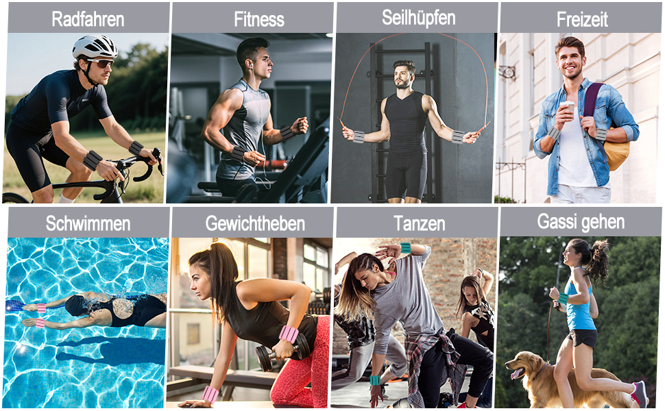 Набір обтяжень для зап'ястя та кісточок Omtofo, 2 шт (по 0,45 кг), Зелений (Сірий), для йоги, танців, пілатесу, аеробіки, кардіо та ходьби