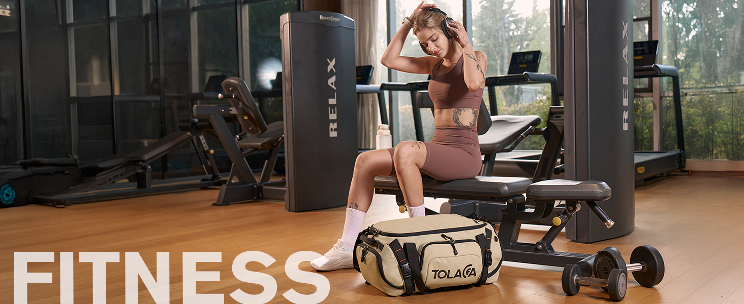 Спортивна сумка-рюкзак Tolaccea для чоловіків та жінок – велика дорожня сумка з відділенням для взуття, мокрою одежі та ноутбука (15,6'') – водонепроникна сумка-мішок для відпочинку, фітнесу, спорту та подорожей (Хакі, 40л)