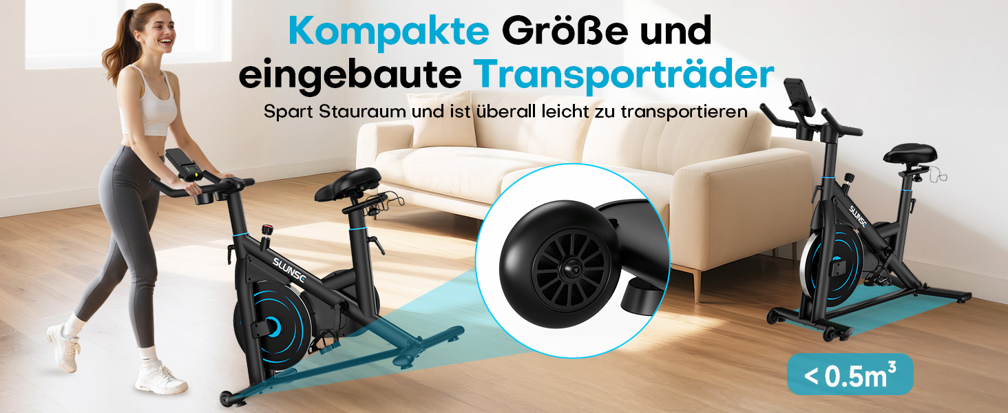 Hometrainer Neu SLUNSE 2025: велотренажер з магнітним опором, LCD-дисплеєм, підтримкою додатків та вагою до 180 кг (зелений/синій)