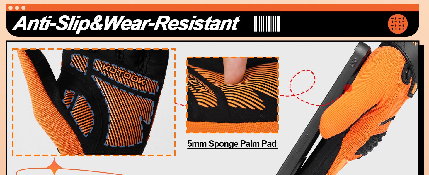 Рукавички для гірського велосипеда KUTOOK: захист долоні, сенсорний екран, дихаючі, зелені, XL