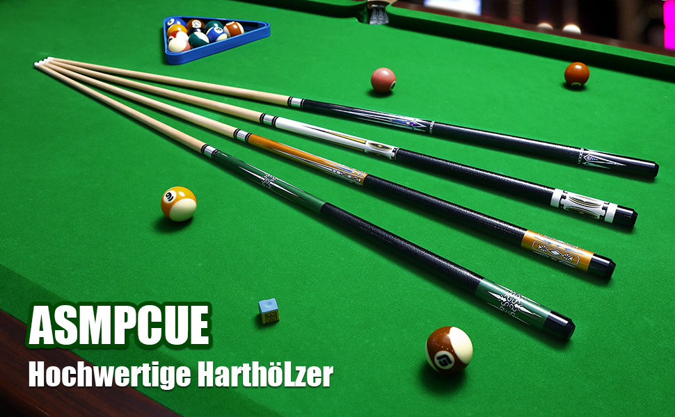 Більярдний кий Pool Queue 58 дюймів, тверде дерево, наконечник 13 мм, для професійних гравців, 1/2 кий, набір 4 шт.