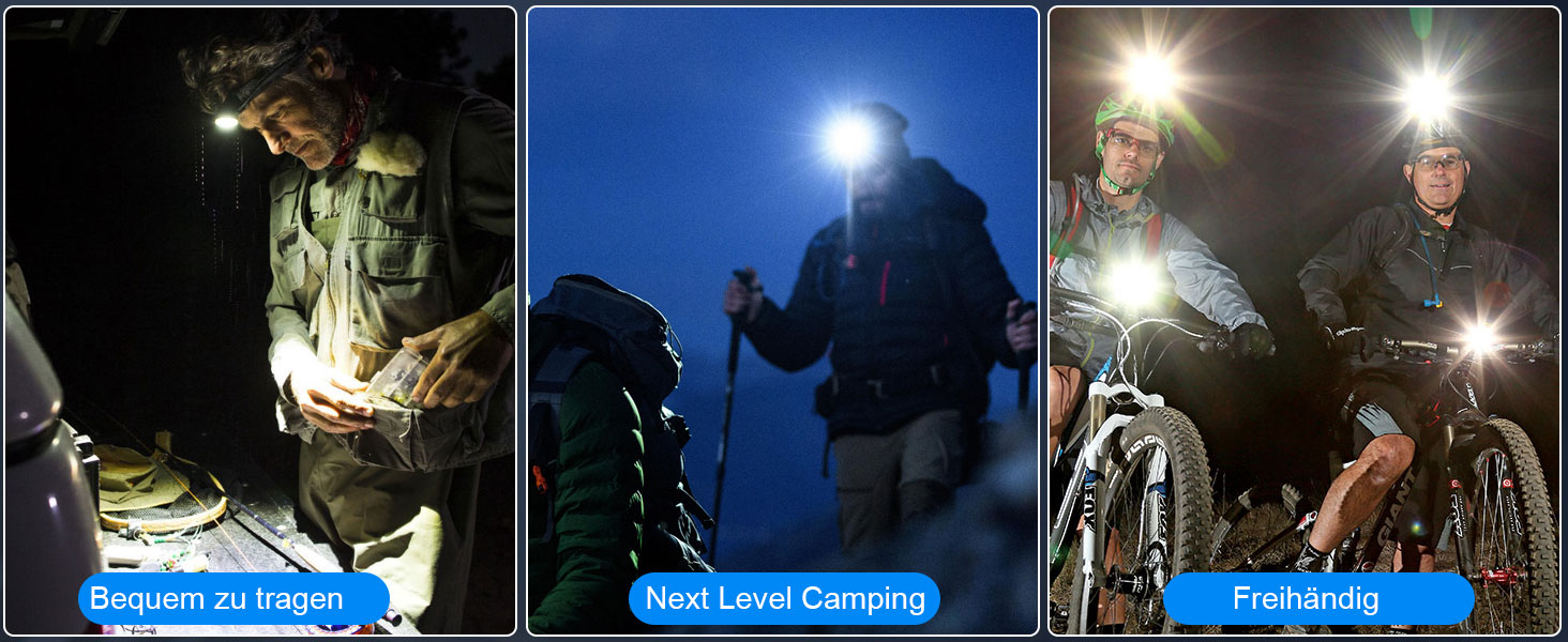 Фолето LED налобний ліхтар з акумулятором 9000 mAh, регульоване світло, 3 режими, IPX5 водонепроникність, 90° регулювання, з датчиком, для кемпінгу, риболовлі, бігу