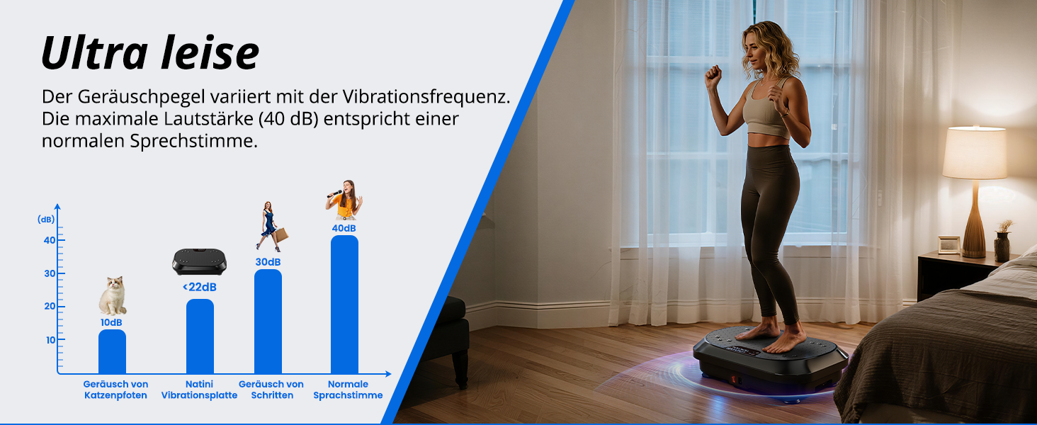 Вібраційна платформа для тренувань з Bluetooth-динаміками – 120 рівнів інтенсивності, для фітнесу вдома, лімфодренажу та формування тіла, чорна