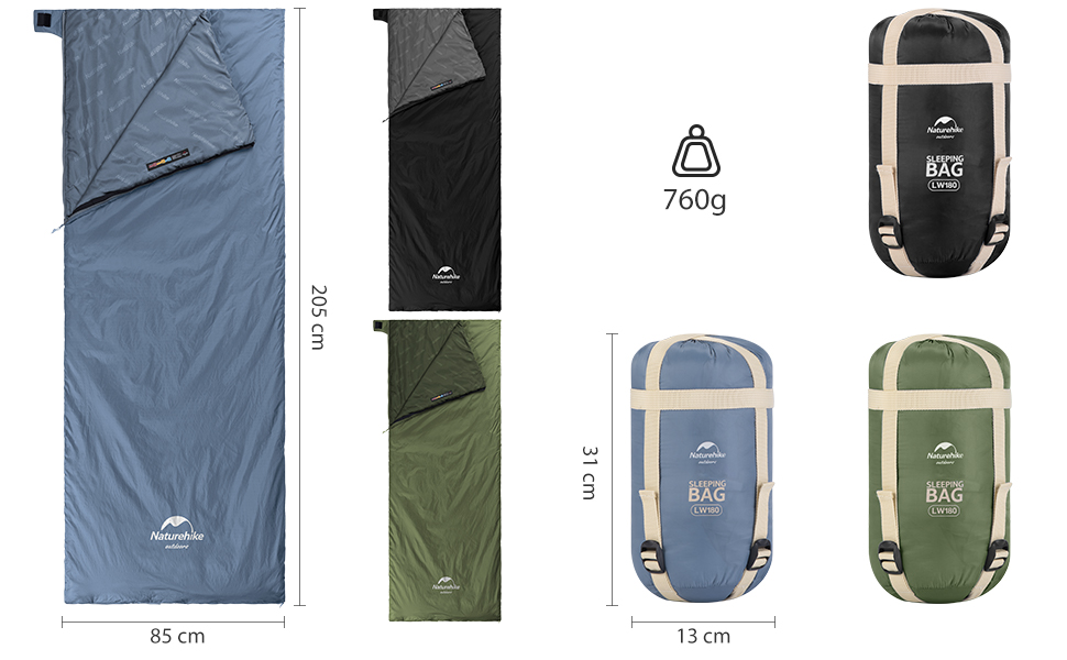 Спальний мішок Naturehike Deckenschlafsack - для туризму та кемпінгу, 7°C, легкий, підлітковий та дорослий (LW180-Braun)