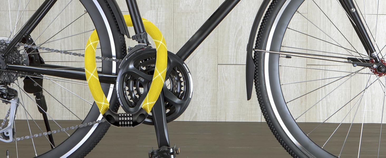 Замки для велосипеда Nean: надійний захист з цифровим кодом та міцною обмоткою, 6x6x900 мм (жовтий)