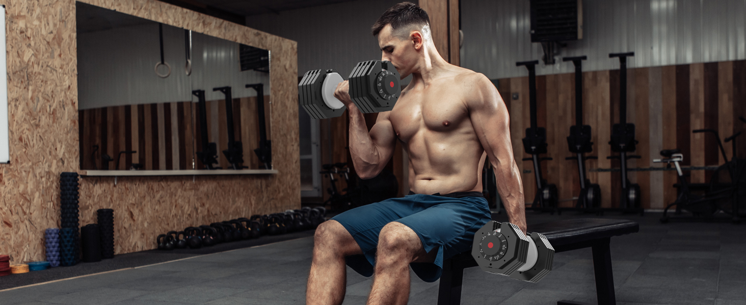 Регульовані гантелі EnterSports 12/18/27 кг з неслизькими ручками для дому, офісу, фітнес-залу. Комплект 27 кг