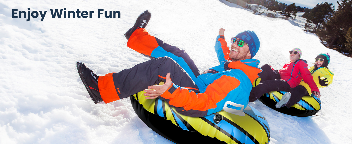 Надувний сніговий тюб зі стропом, 47-49-68 дюймів. Міцний корпус, морозостійкий матеріал. Для зимових розваг дітей та дорослих