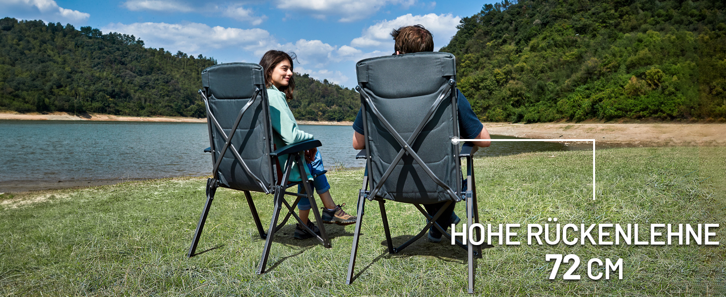Крісло для кемпінгу Timber Ridge складне, з високою спинкою, 150 кг, 4 положення, з сумкою, для відпочинку на природі, саду, балконі, автодомі (Сірий, 2 шт.)