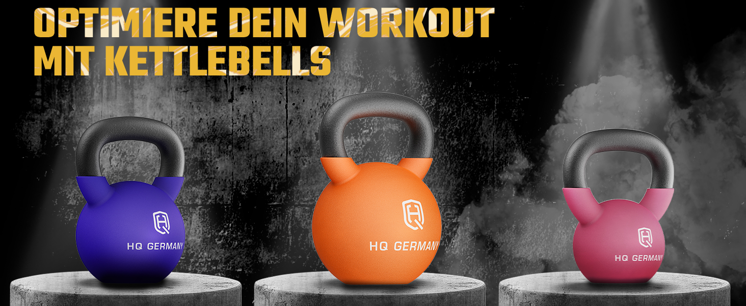 Кетлбел з неопрену HQ Germany® | Повнорозлитий | 2-32 кг | Стартові комплекти | Точність ваги ±2,0%