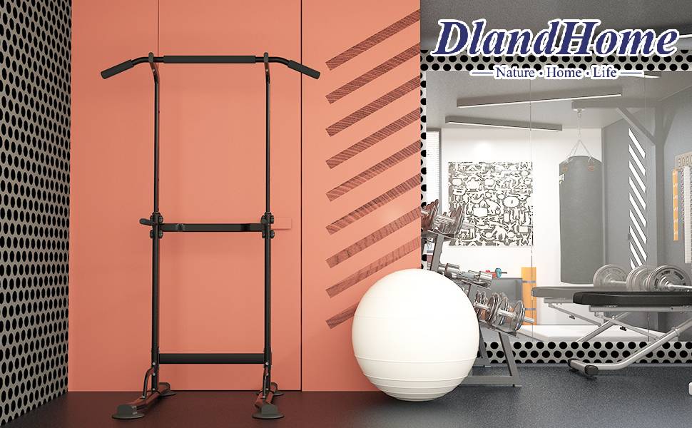 Турнік-стійка DlandHome для турніку, віджимань та підтягувань, регульована, чорна (75 x 82 x 165~210 см)