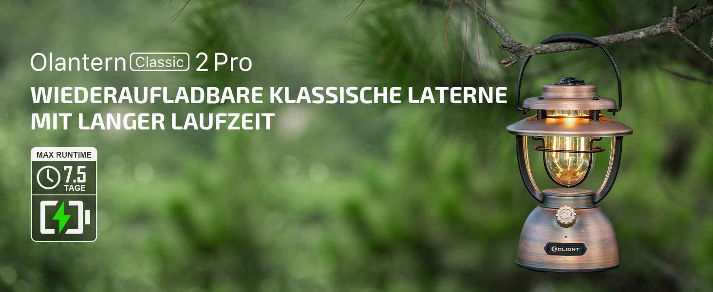 Ліхтар кемпінговий Olight Olantern Classic 2 Pro: 300 LM, USB, регулювання яскравості, Power Bank, для кемпінгу, саду, відпочинку, вінтажний дизайн, мідний колір