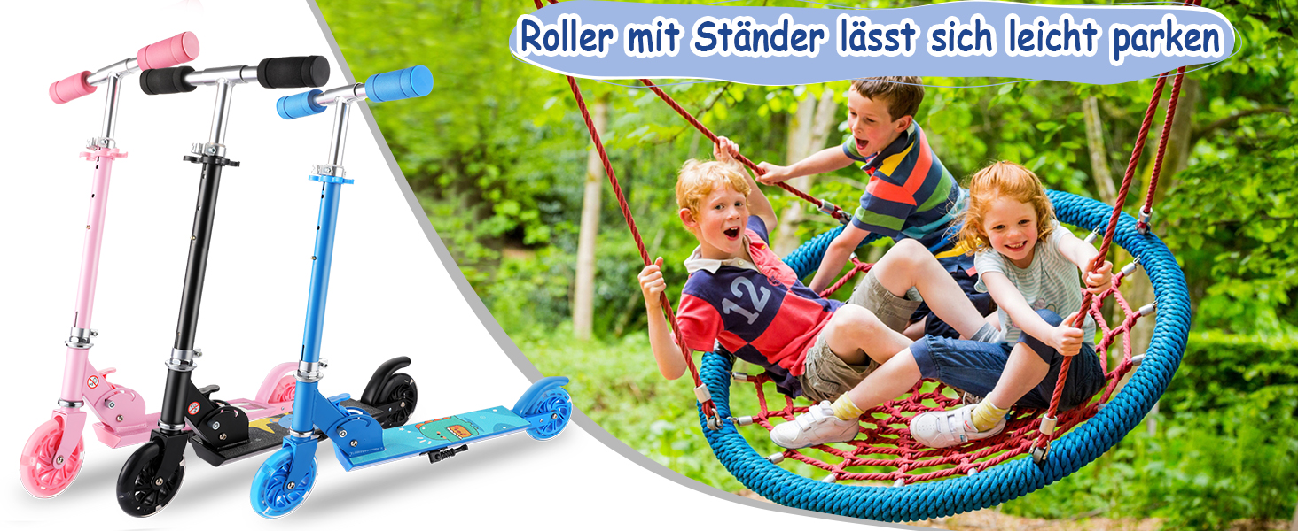 Самокат Kinderroller складний, алюмінієвий, рожевий, для хлопчиків та дівчаток 3-8 років, з поліуретановими колесами