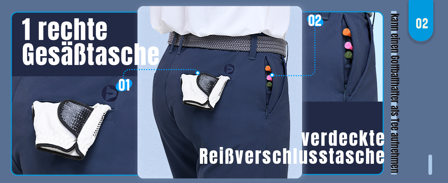 Чоловічі шорти для гольфу Outdoor Ventures UPF 50+ Stretch Dry Fit, швидкосохнучі бермуди з кишенями, темно-сині, розмір 32