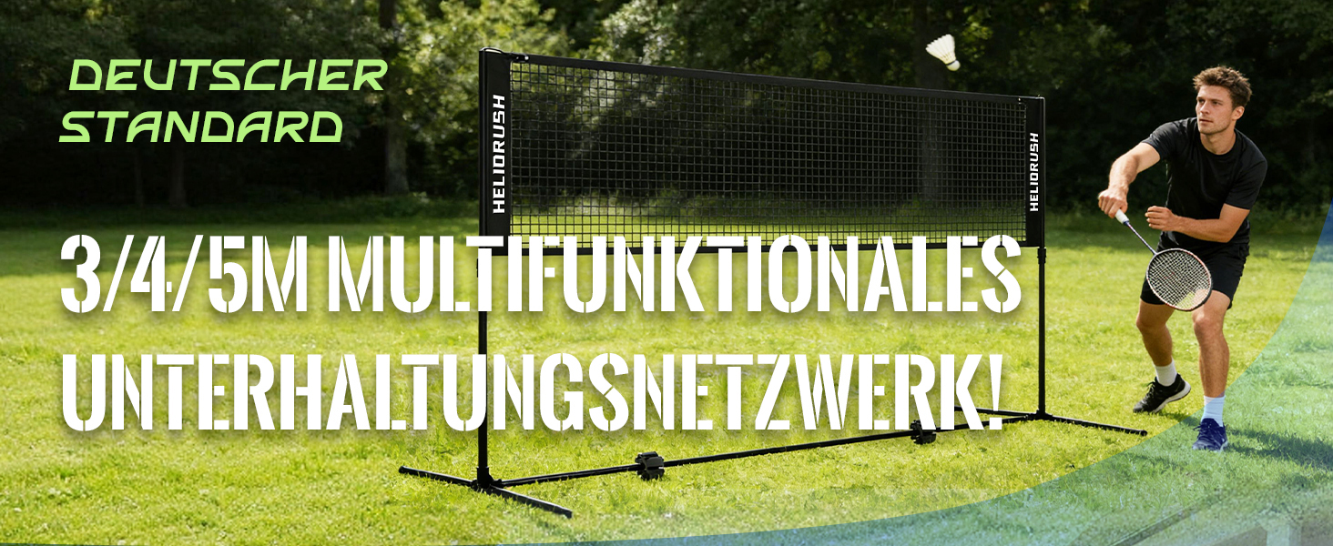 Мережа для бадмінтону та волейболу, регульована висота 3/4/5м, сталевий каркас, HDPE, для саду, пляжу, басейну, тенісу, дітей та дорослих, чорна (400 см)