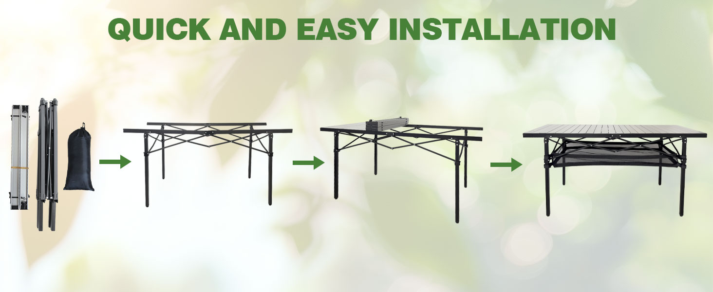 Складаний садовий стіл для кемпінгу Poepore, алюміній, 140x70x70 см, на 4-6 осіб, чорний