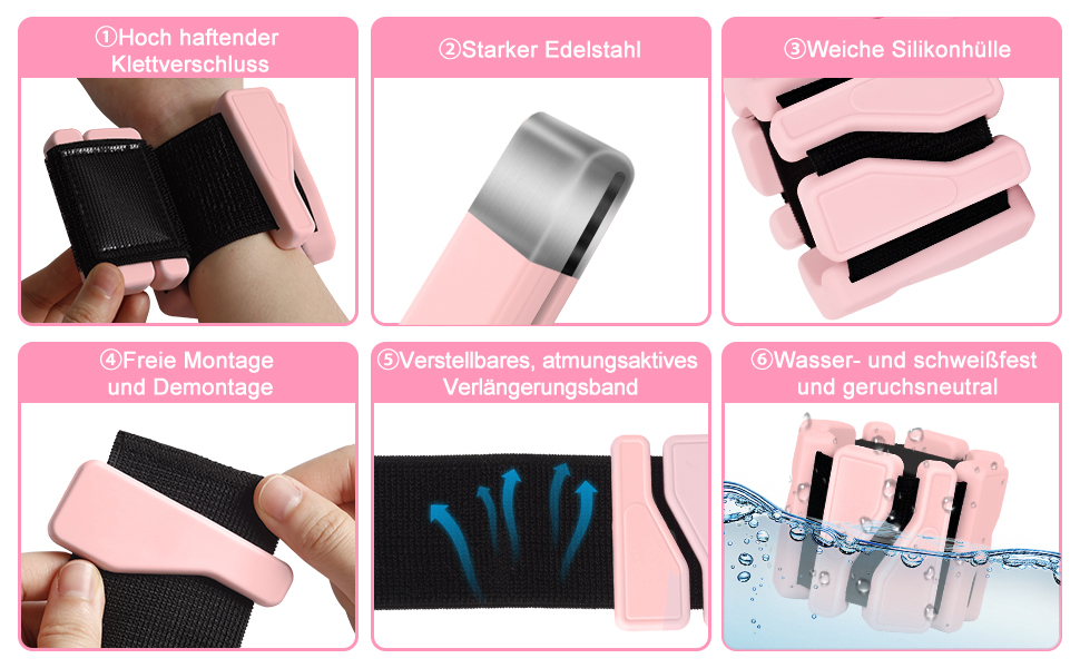 Набір манжет для ваги 2 шт. (0,46 кг кожна), регульовані ваги для зап'ястя, фітнес-браслети з вагою, ваги для ніг для танців, балету, пілатесу, кардіо, аеробіки, ходьби, зелені (рожеві)