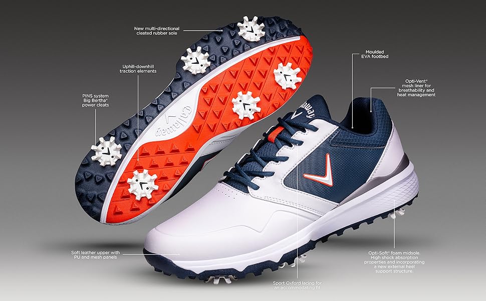 Гольф-взуття чоловіче Callaway Chev LS, 41 EU, чорний/сірий