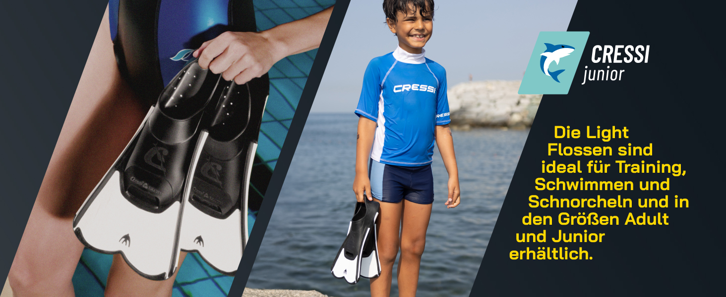 Cressi Light Fins – Короткі ласти для снорклінгу та плавання. Білі, 39/40. Ефективне тренування м'язів, міцні та зручні для подорожей.