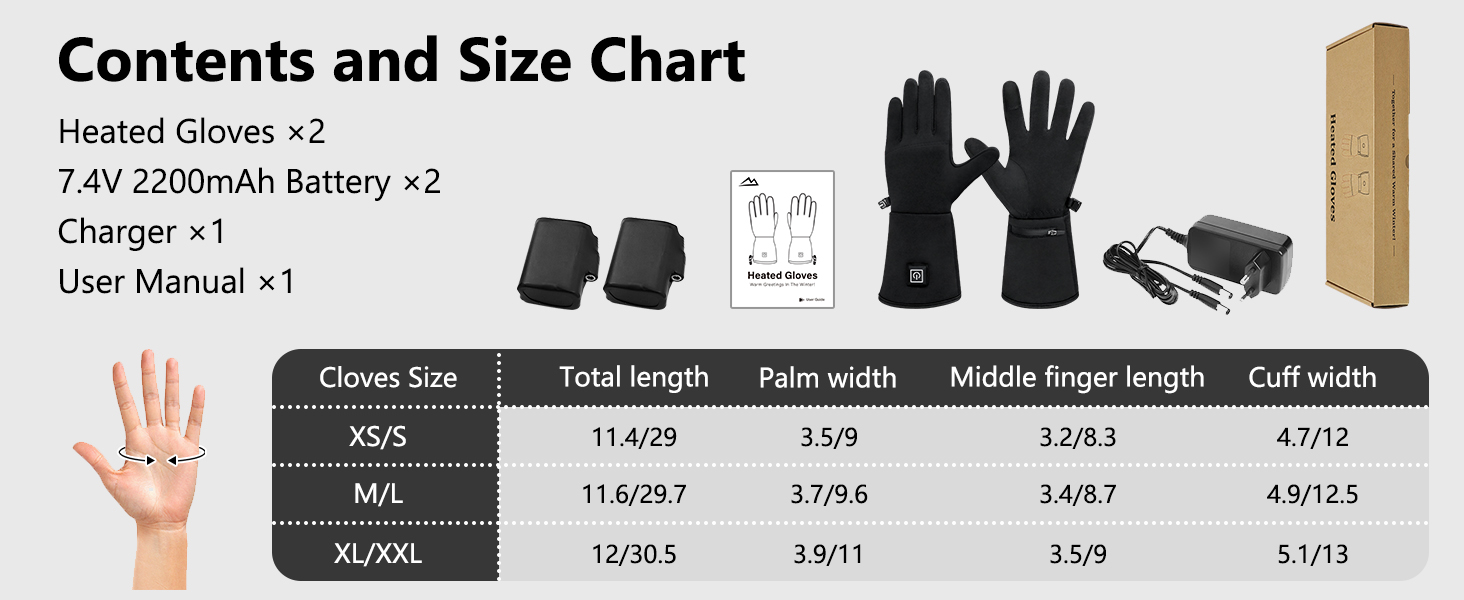 Гріючі рукавички ComfortPlus 2.0 - чорні, з акумулятором 7.4V 2200mAh, сенсорний екран, M-L