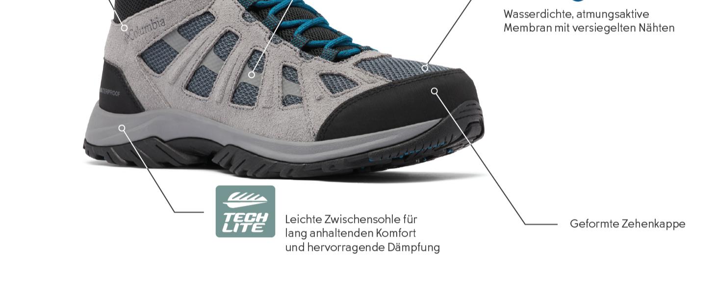 Чоловічі водонепроникні трекінгові черевики Columbia Redmond III Mid Graphite Black 43 EU