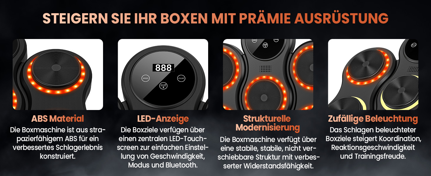 Музична боксівська машина з LED-підсвіткою, Bluetooth, 9 режимів швидкості, лічильник, для дорослих та дітей, чорний