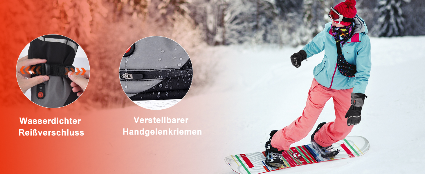 Гріючі рукавички з акумулятором 7.4V 6400mAh USB, 3 режими нагріву, водонепроникні рукавички з нагрівом для зимових видів спорту, катання на лижах, мотоциклі, велосипеді, піших прогулянок