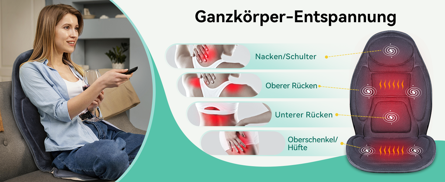 Масажне сидіння Snailax з підігрівом та вібрацією для спини та шиї. Масажер для спини для дому та офісу. Подарунок для чоловіків та жінок