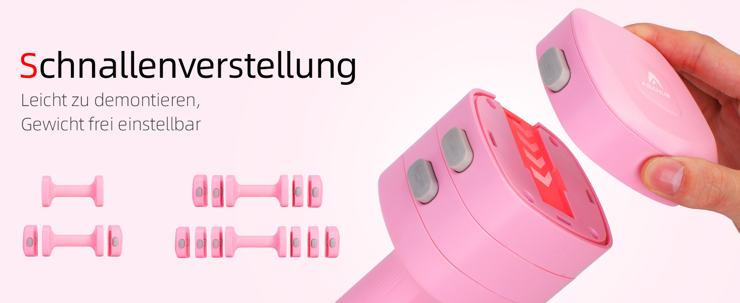 Набір гантелей Abahub 4-в-1, регульовані штанги для дому, фітнесу та силових тренувань. Ідеально для жінок та початківців, рожеві гантелі 1-2.5 кг (2 шт.)