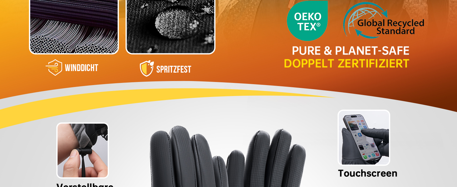 Рукавички PULIOU для чоловіків та жінок, зимові термо-рукавички для велосипеда, тепла зимова модель, вітронепроникні, з підтримкою сенсорного екрану, спортивні рукавички для бігу, їзди на велосипеді, альпінізму, чорного кольору