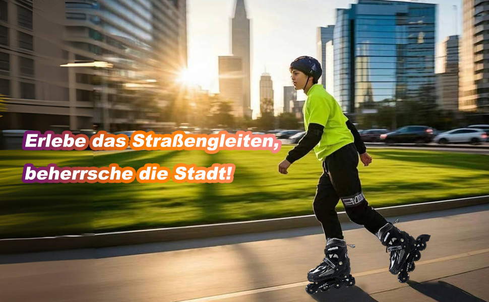 Роликові ковзани для дітей, чорні, регульовані, 36-39 EU (240-270 мм), для початківців, indoor/outdoor