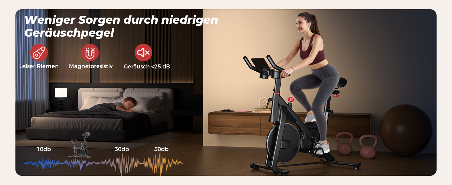 Велотренажер для дому Superun з APP, магнітний опір, 15 кг маховик, ультратихий, чорний