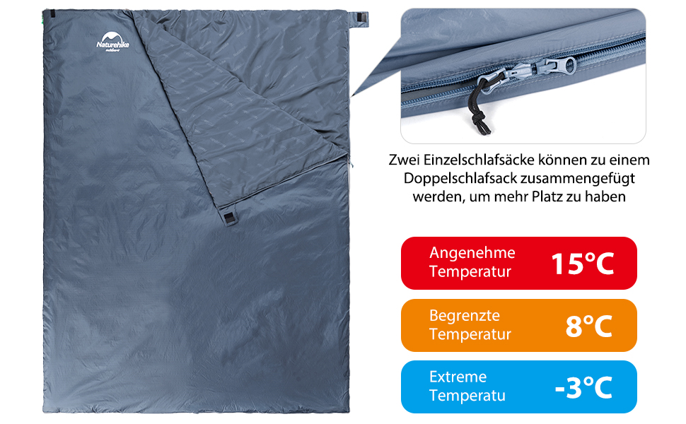 Спальний мішок Naturehike Deckenschlafsack - для туризму та кемпінгу, 7°C, легкий, підлітковий та дорослий (LW180-Braun)