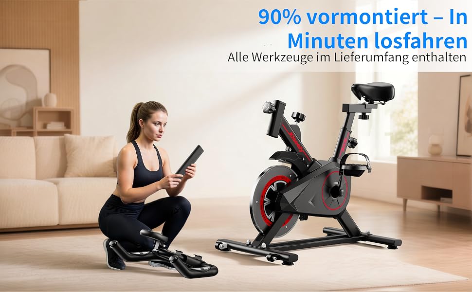 Магнітний велотренажер Heimtrainer для дому, безшумний сайкл з LCD-дисплеєм та ергономічним сідлом, чорний ZD1