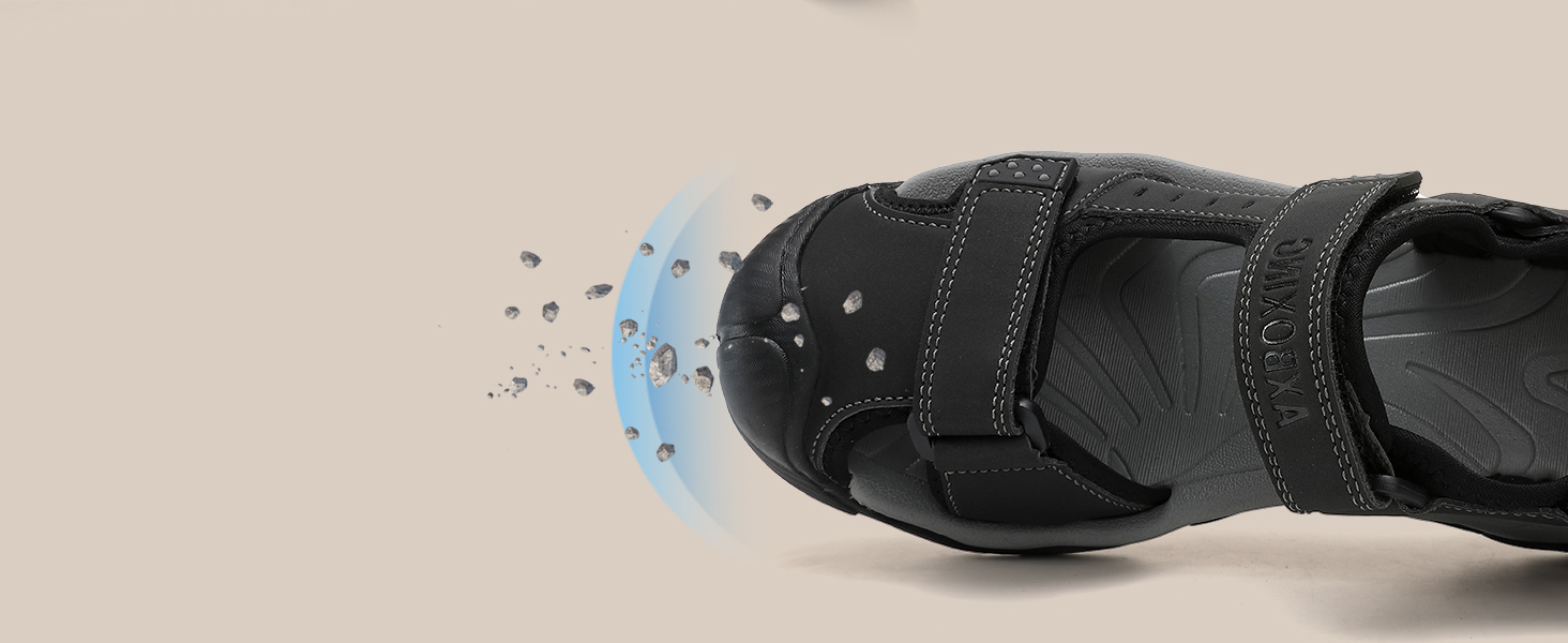 Чоловічі сандалі AX BOXING для трекінгу та спорту, літні, на липучці, дихаючі, чорні, розмір 43 EU