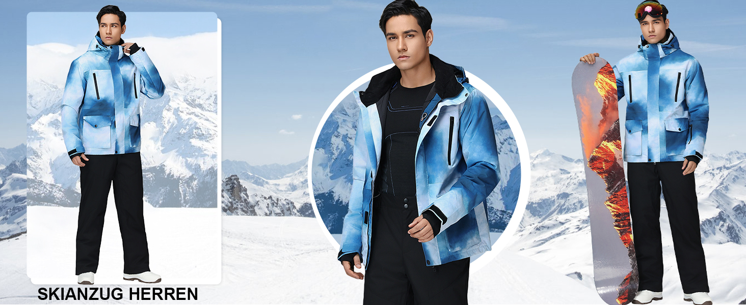 Чоловічий зимовий костюм Hotian: комплект куртки та штанів для катання на лижах, сноуборді та активного відпочинку. Розмір L, колір: червоно-білий+помаранчевий