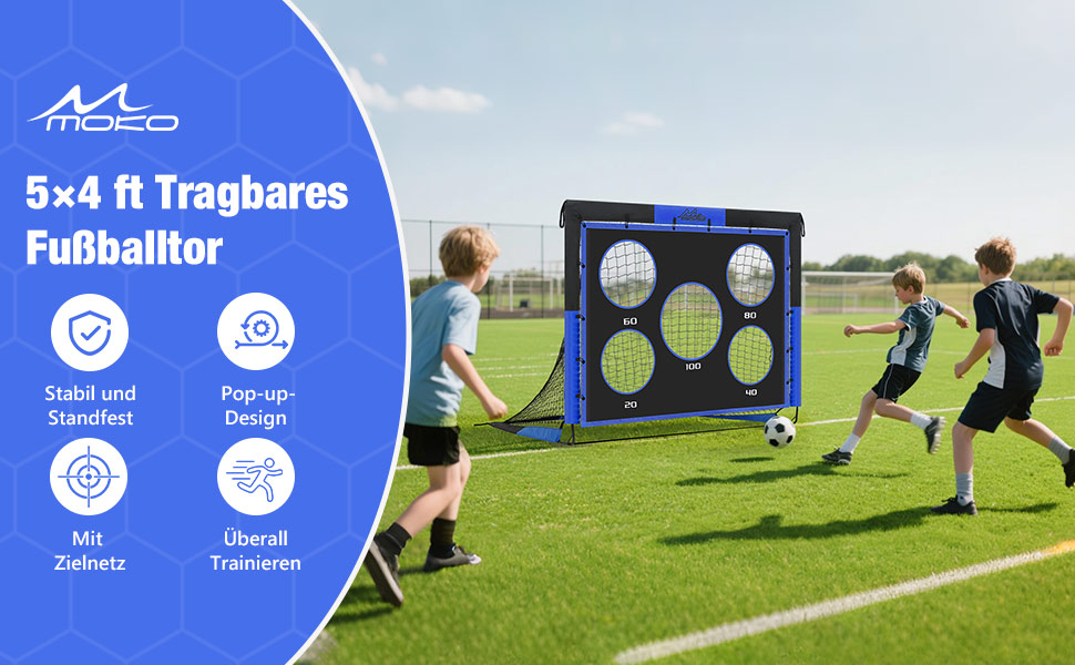 Ворота для футболу MoKo для саду, 150x120 см, сітка з мішенню, портативне обладнання для тренувань дітей, ігровий спорт на відкритому повітрі (чорний+жовтий)