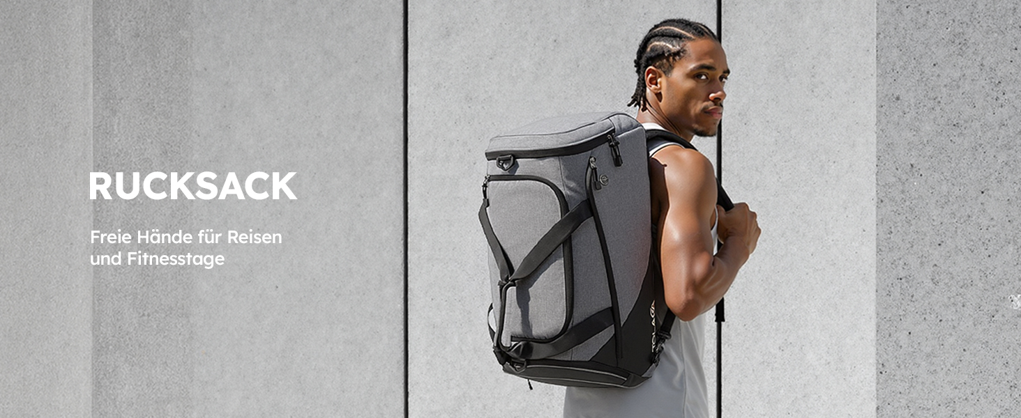 Спортивна сумка Tolaccea 47L з відділенням для взуття та мокрих речей - рюкзак, сумка для подорожей, фітнесу, тренувань (Сірий)