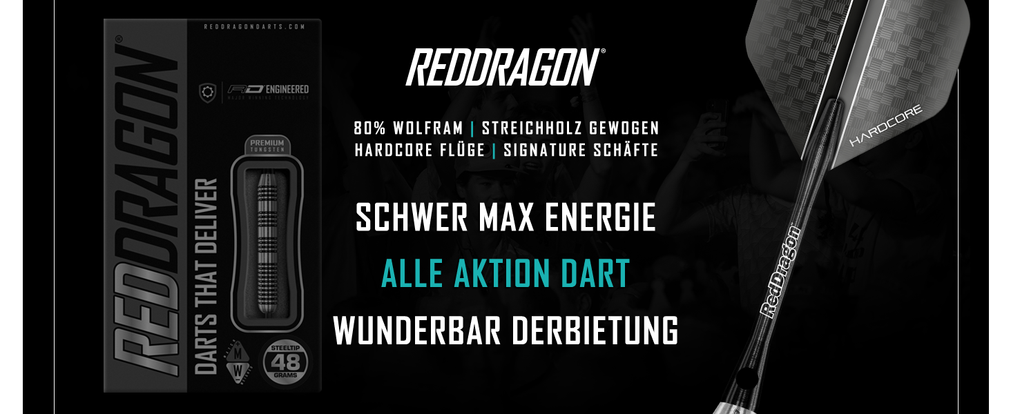 Дротики Red Dragon Bunker Buster 48 г з вольфраму з оперенням і хвостовиками