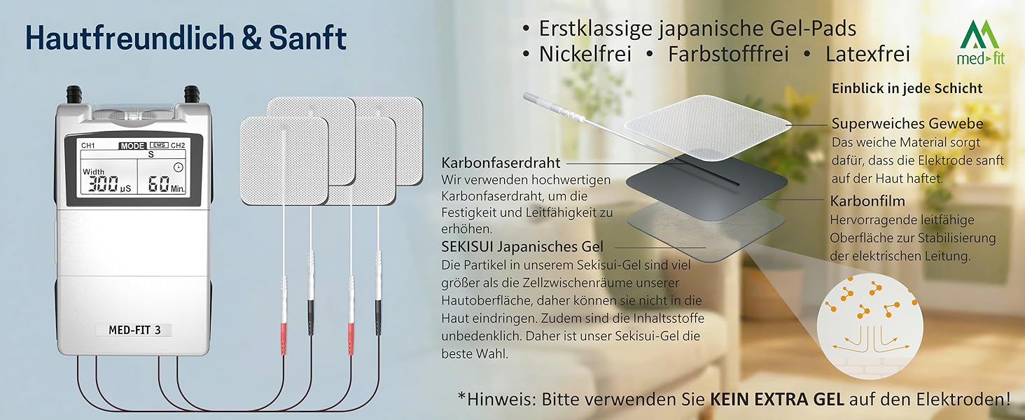 Med-Fit 3 TENS + EMS Апарат для електростимуляції м'язів та знеболення (2 канали) - медичний прилад IIa класу для лікування болю в спині, ішіасу, артрозу, шиї, плечей та нарощування м'язів